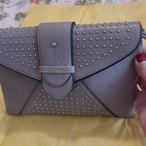 Studded Gray Clutch Bag